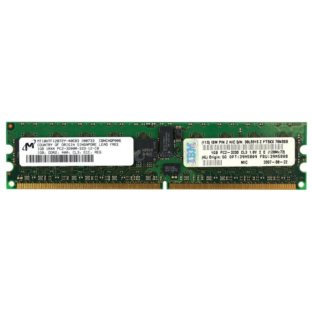 39M5808 IBM MEMORY 1GB 1RX4 PC2 3200R DDR2 38L5915